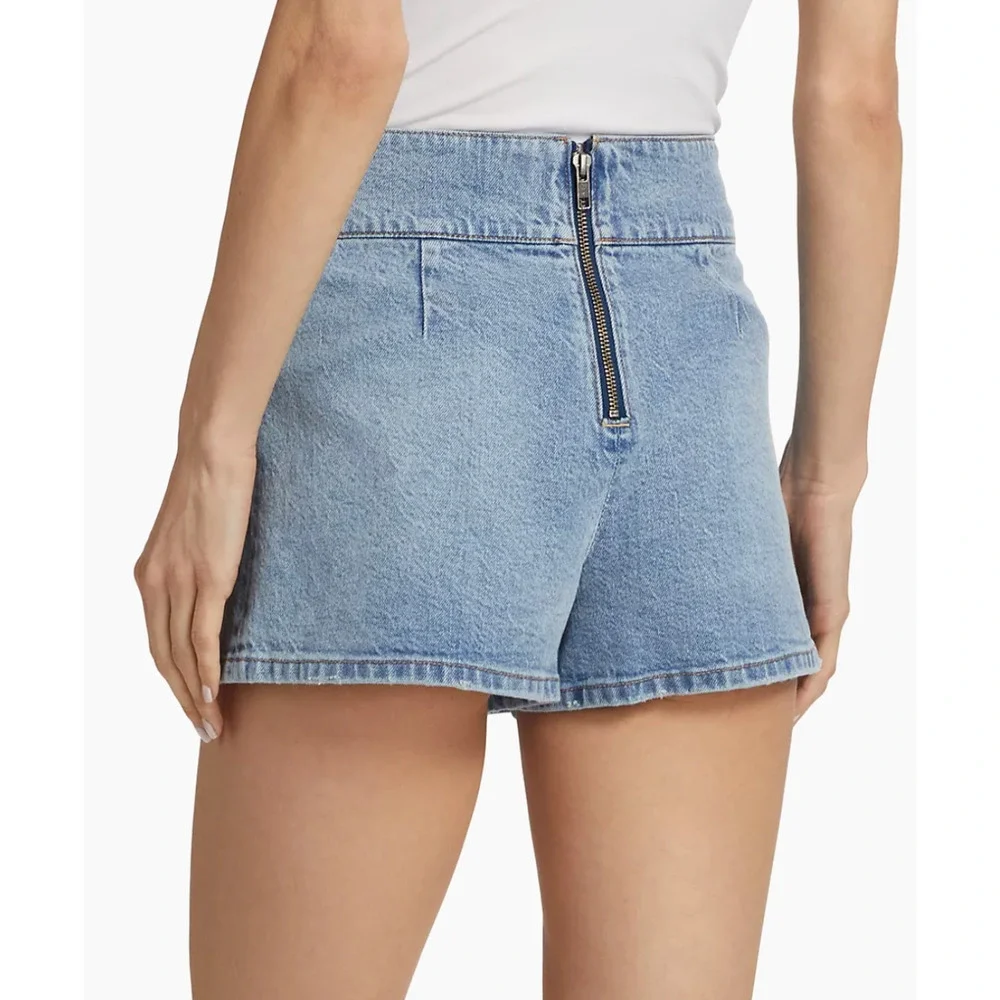 Alice + Olivia Noah Denim Pleated Miniskirt US 28 - Picture 4 of 11